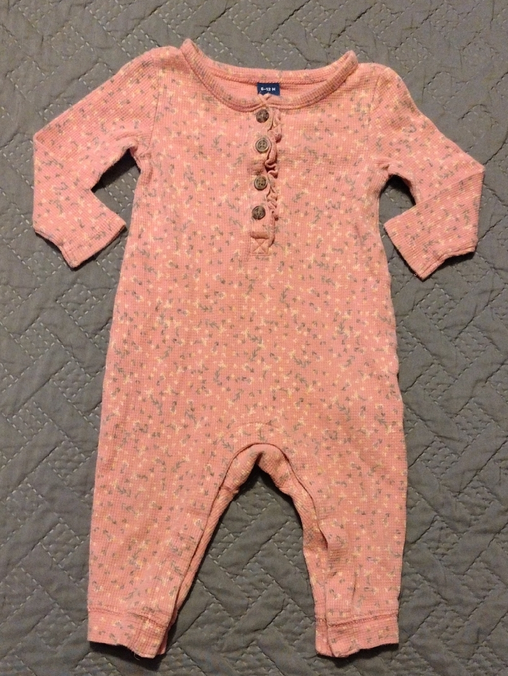 Old Navy Pink Ribbed Henley Floral Footie